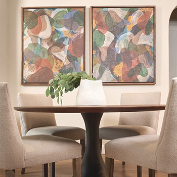 Table & Chairs with abstract art
