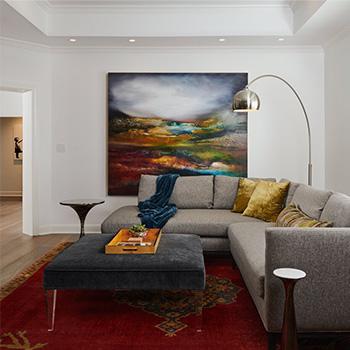 Living Room with lard landscape art